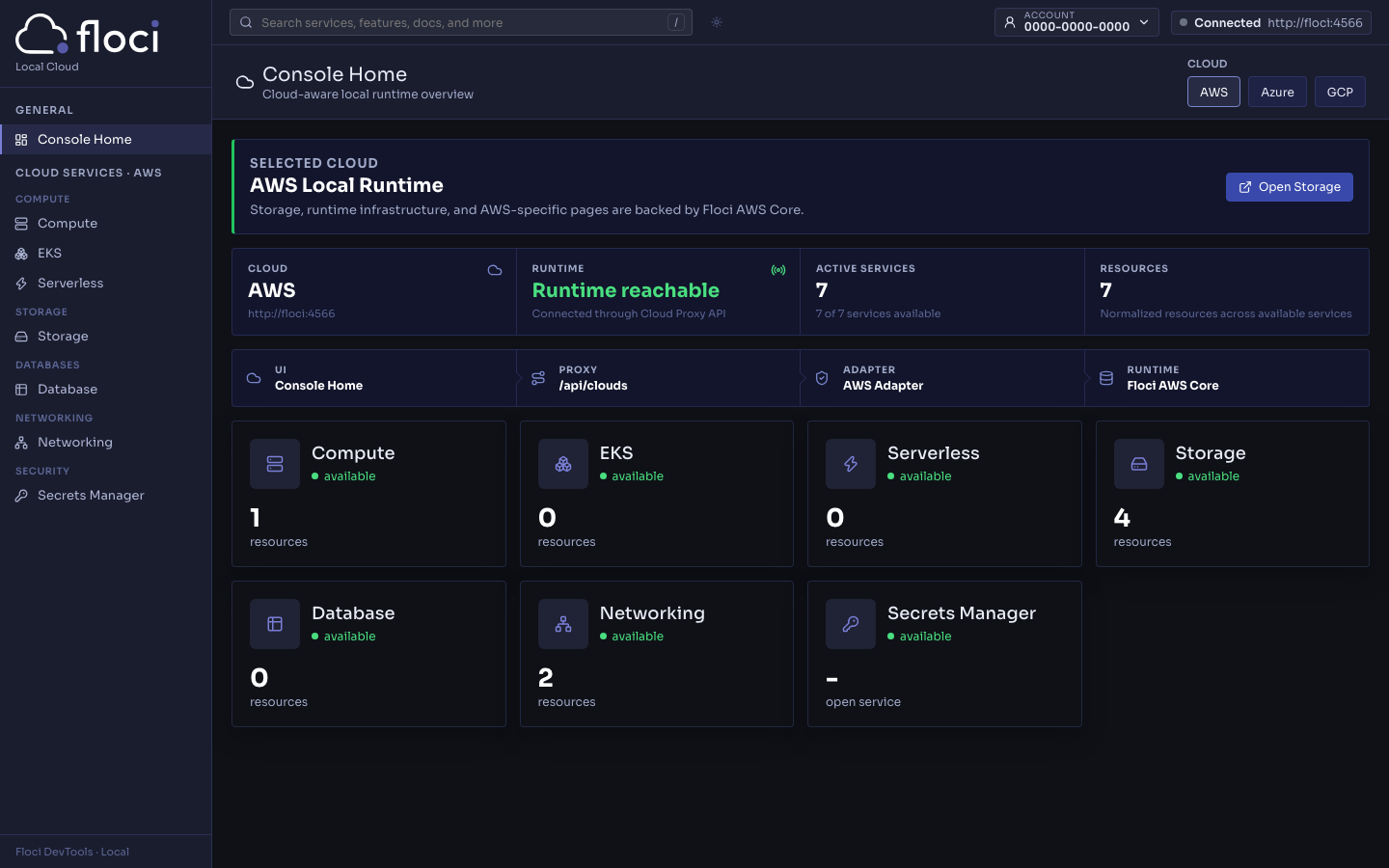 Floci UI console